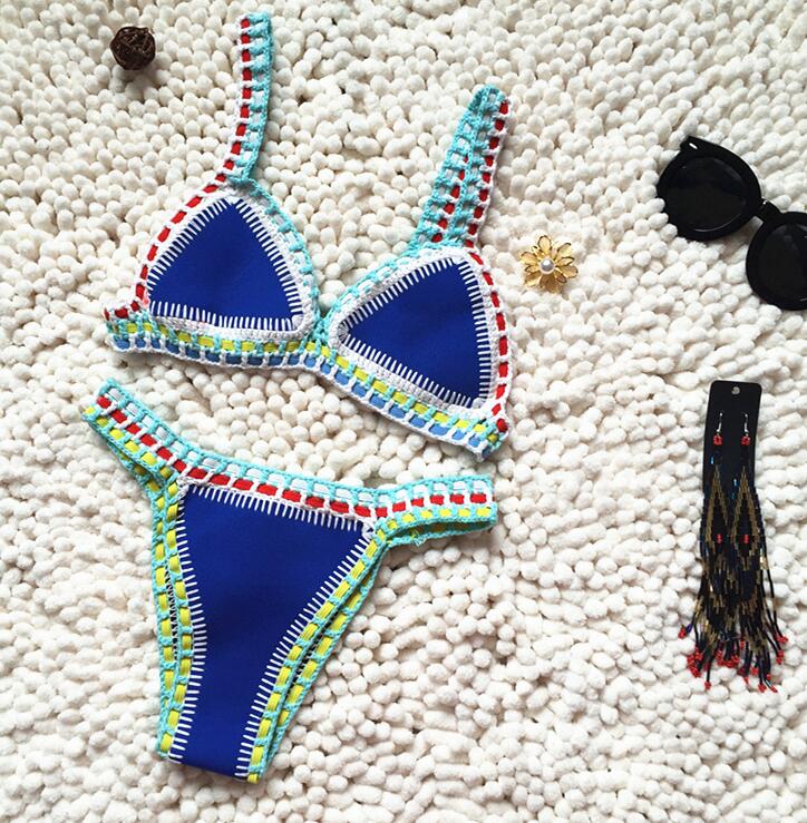 Sexy Handmade Crochet Bikini Women Swimsuit Crochet Swimwear Female Brazilian Bikini Set Beach Wear Clothes Bathing Suit