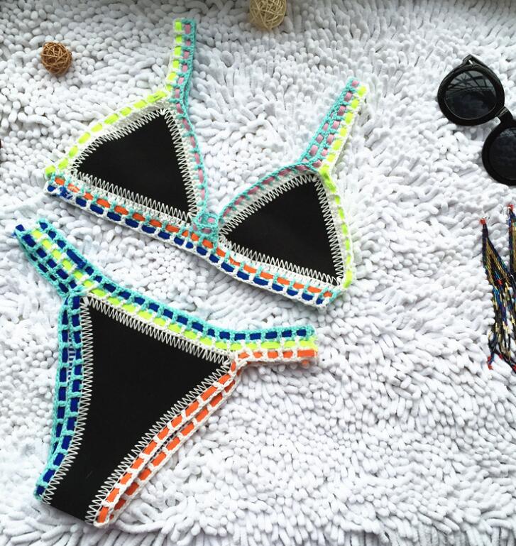Sexy Handmade Crochet Bikini Women Swimsuit Crochet Swimwear Female Brazilian Bikini Set Beach Wear Clothes Bathing Suit