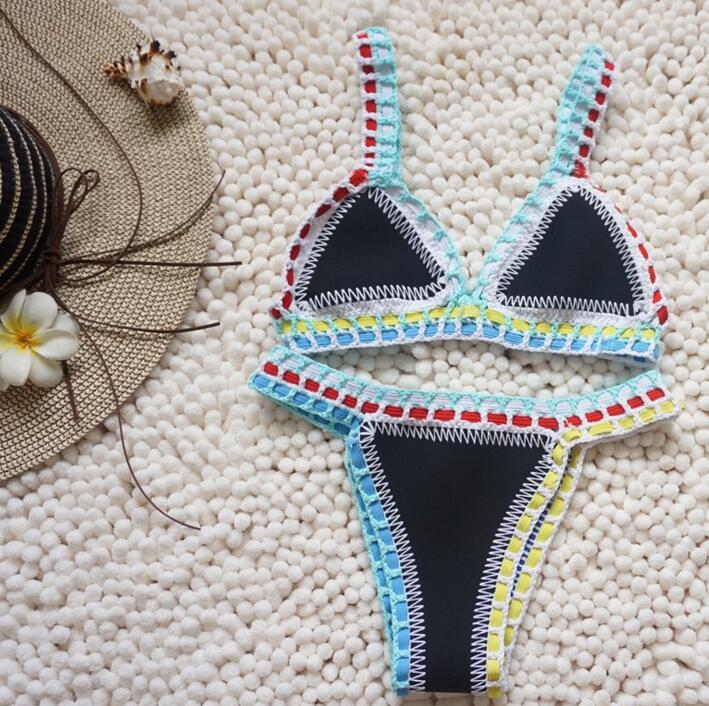 Sexy Handmade Crochet Bikini Women Swimsuit Crochet Swimwear Female Brazilian Bikini Set Beach Wear Clothes Bathing Suit
